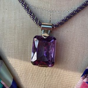 Costume Jewelry/Peyote Stitch Seed Beads/Purple Pendant